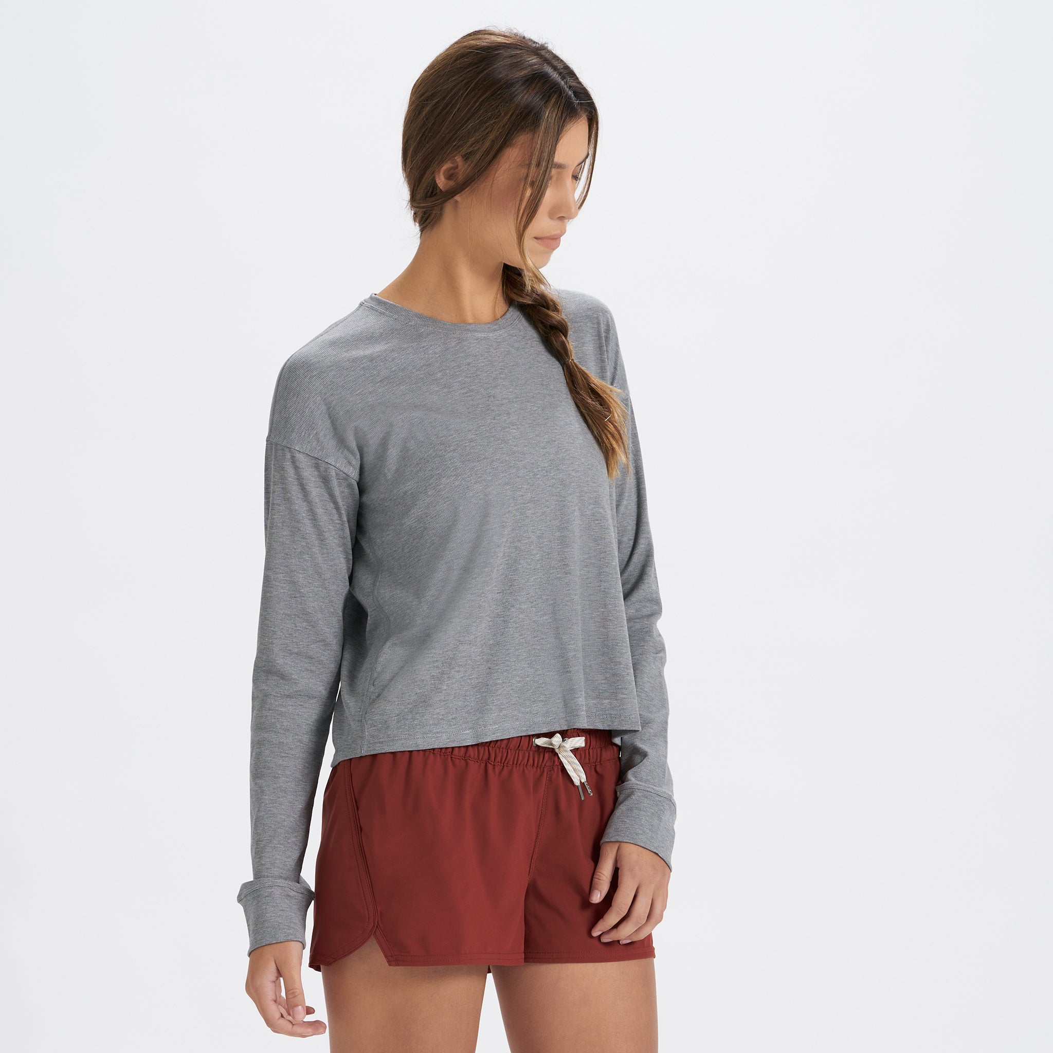 Long-Sleeve Pose Tee | Medium Heather Grey - Image 2