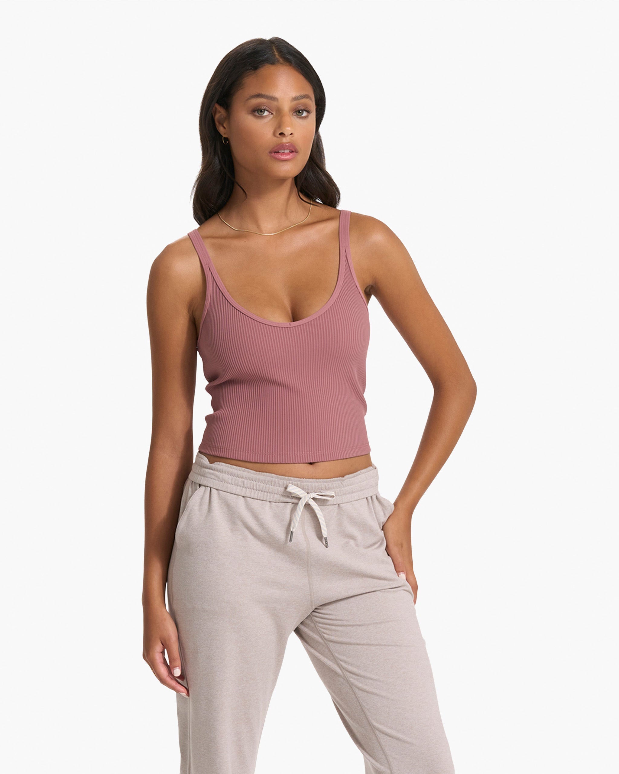 Rib Crop Tank | Marsala - Image 3