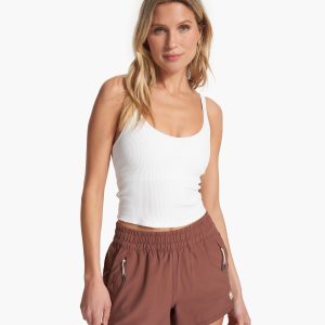 Rib Crop Tank | White