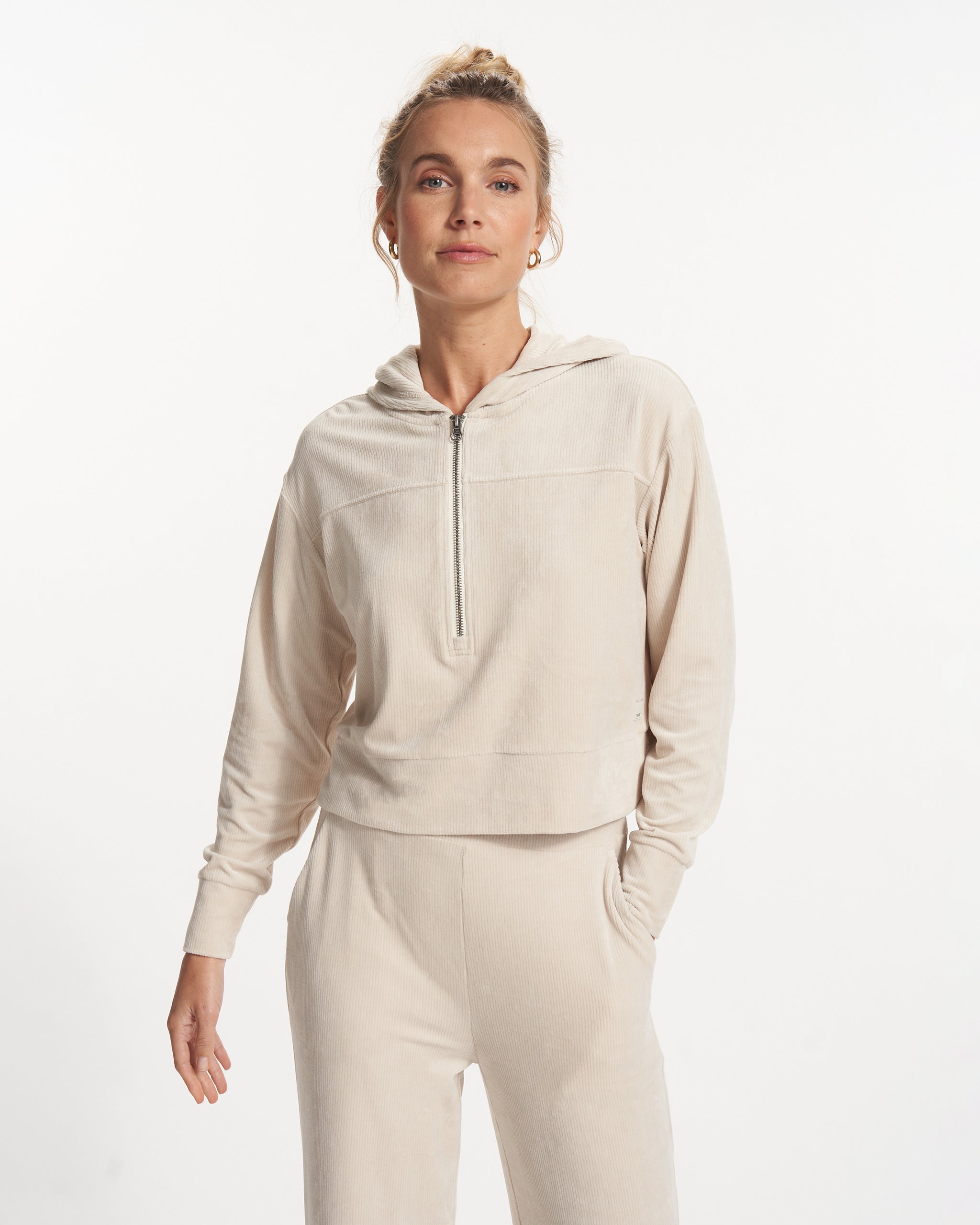 Haven Half Zip Hoodie | Suede - Image 2