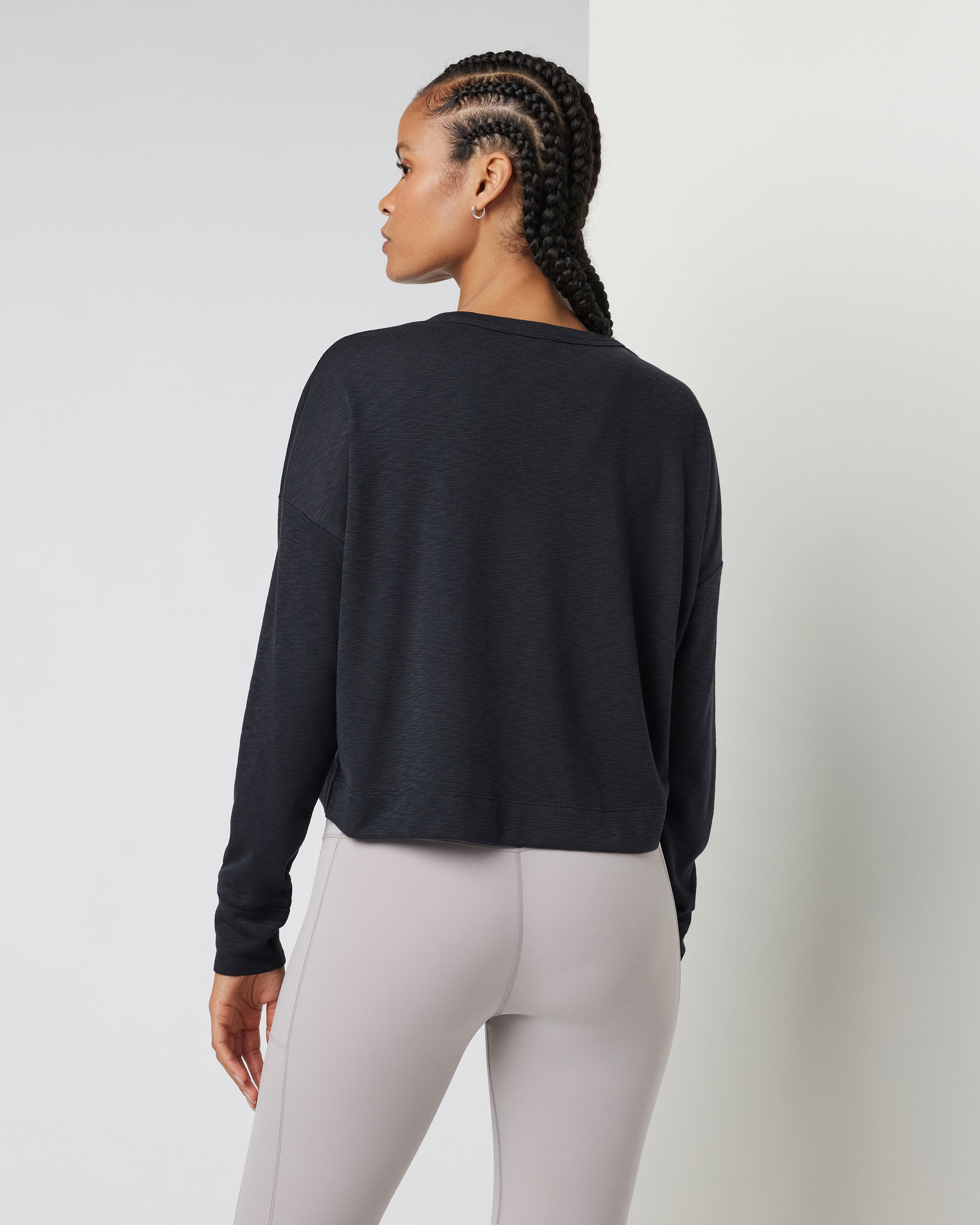 Long Sleeve Sunrise Oversize Henley | Black - Image 3