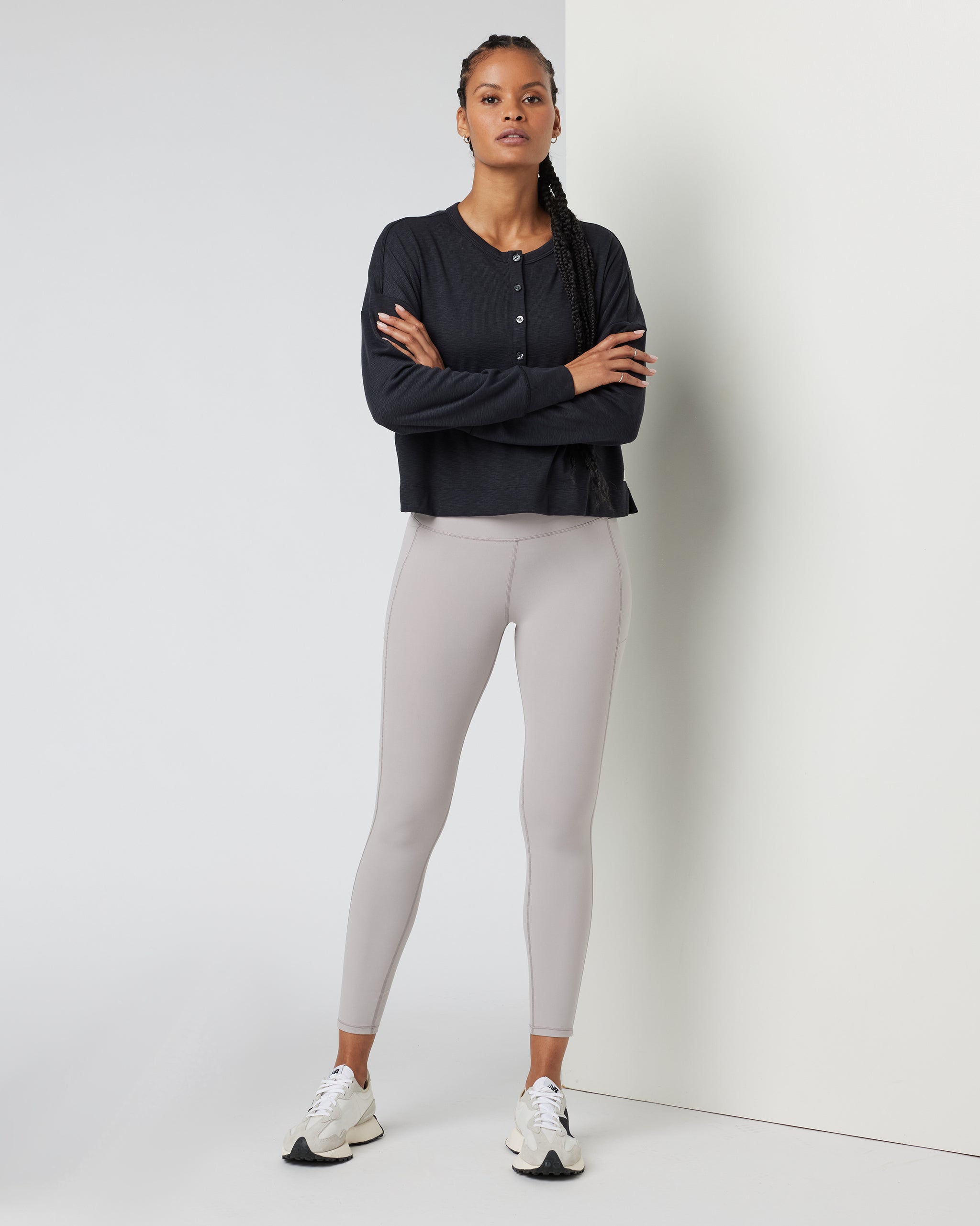 Long Sleeve Sunrise Oversize Henley | Black - Image 4