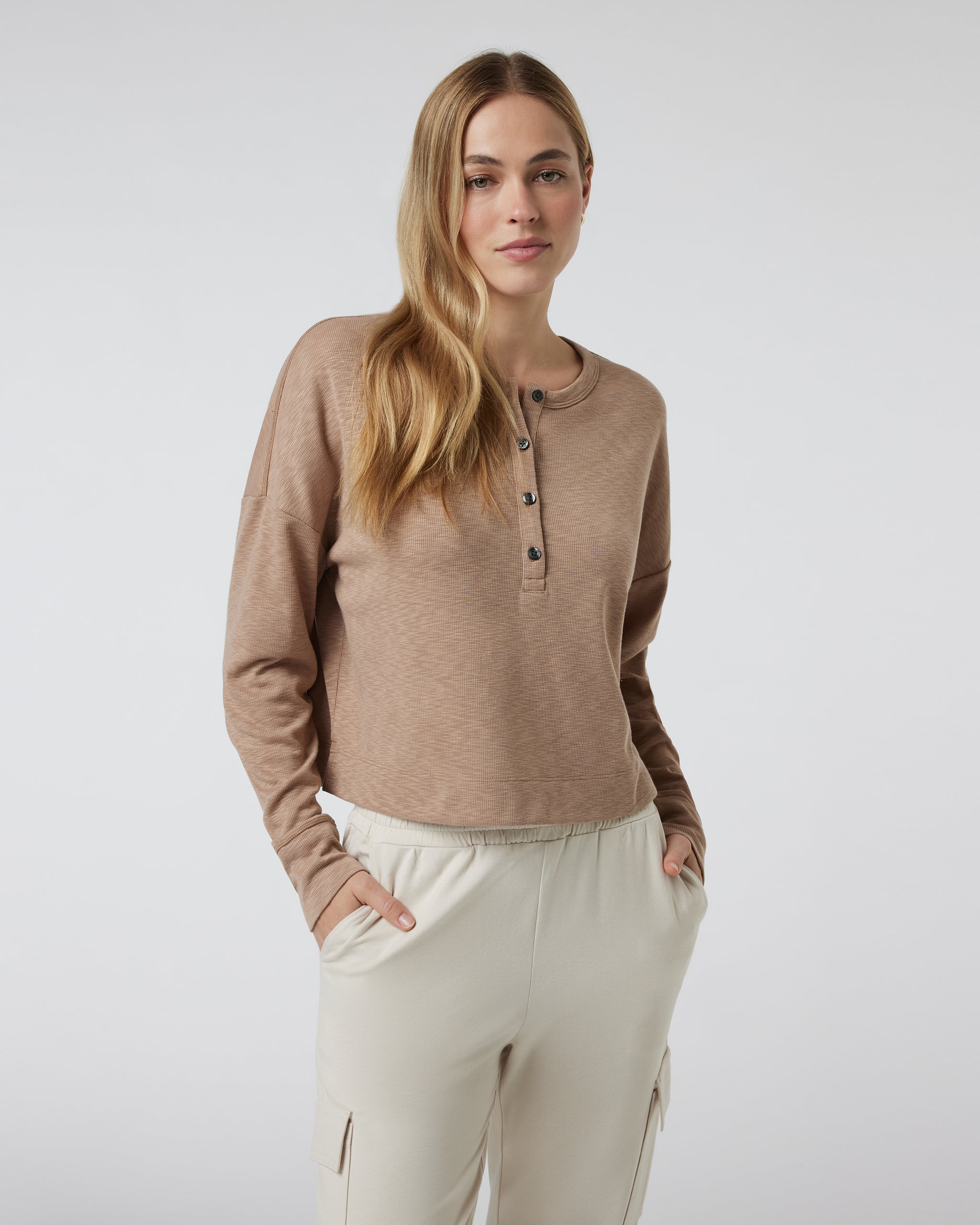 Long Sleeve Sunrise Oversize Henley | Goldenrod - Image 2