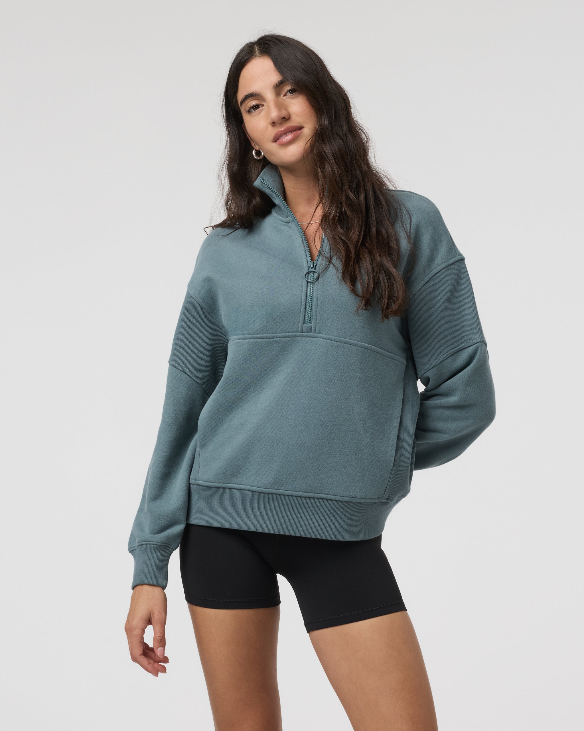 Sedona Rib Half Zip | Smoke Blue