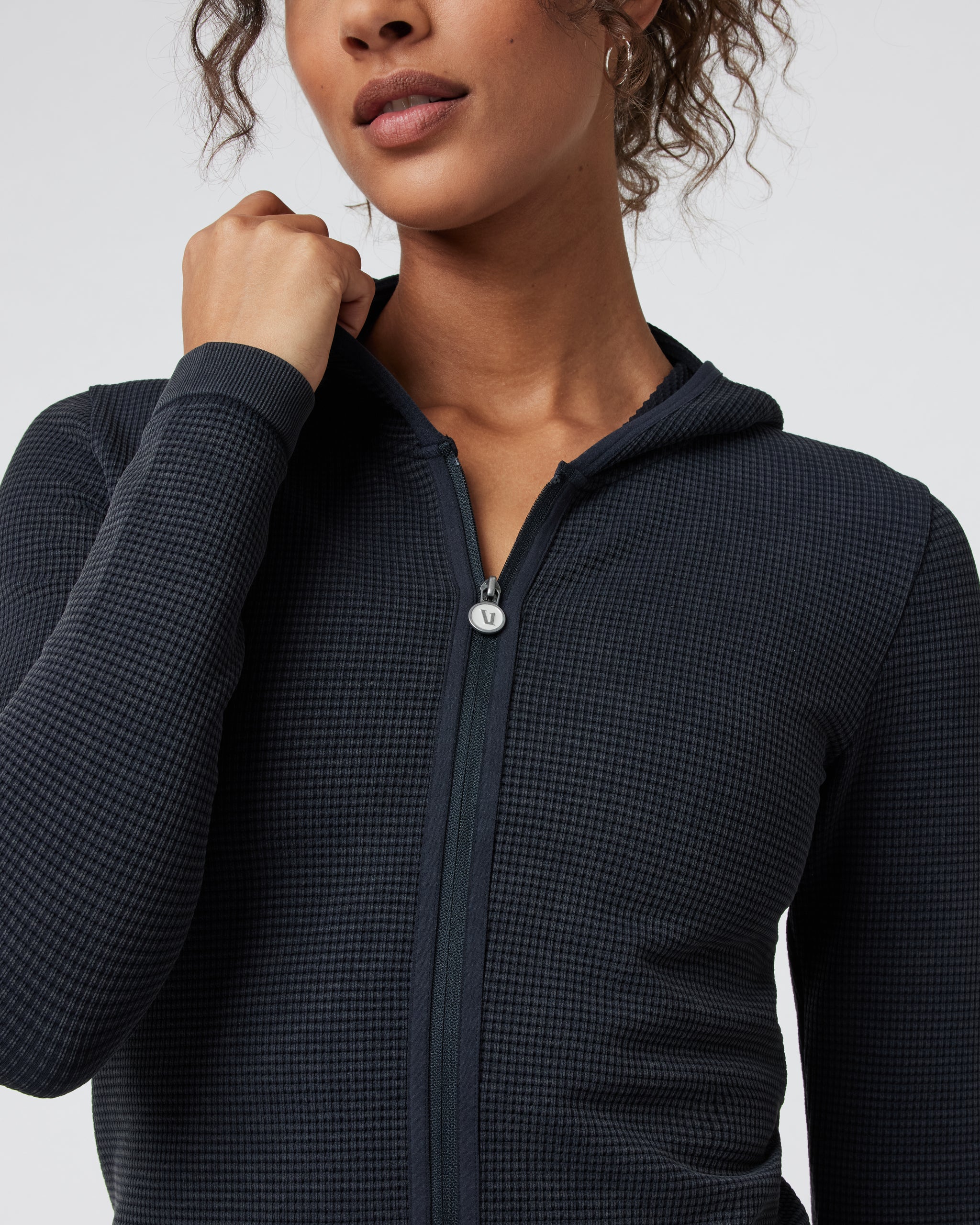 Waffle Seamless Zip Hoodie | Black - Image 4