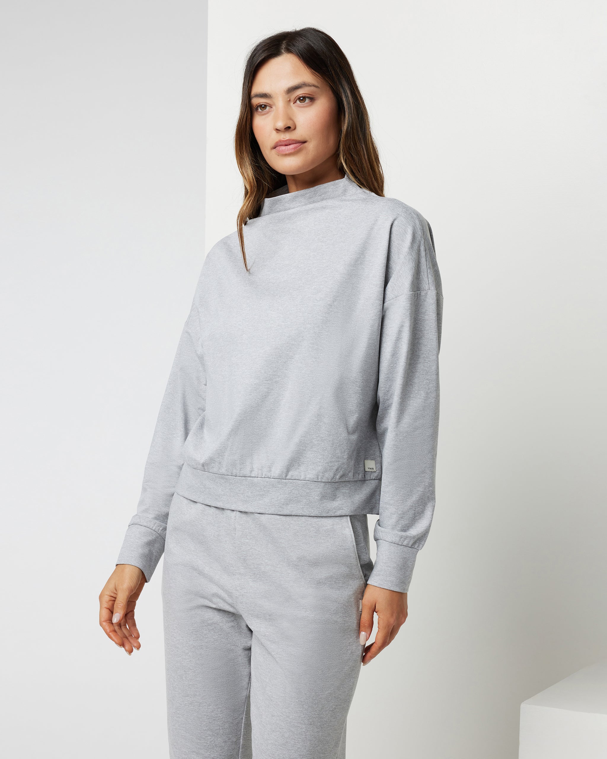 Granite Funnel Neck | Light Heather Grey - Image 2