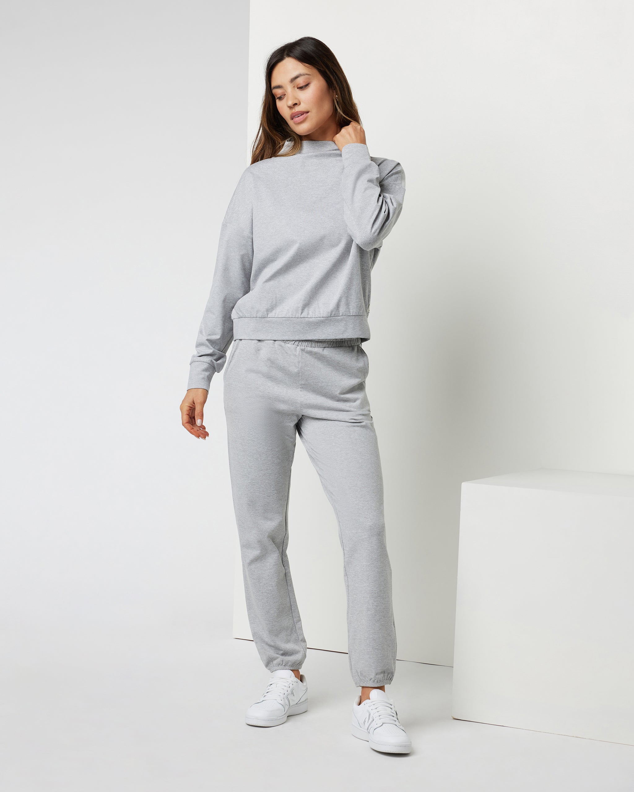 Granite Funnel Neck | Light Heather Grey - Image 3