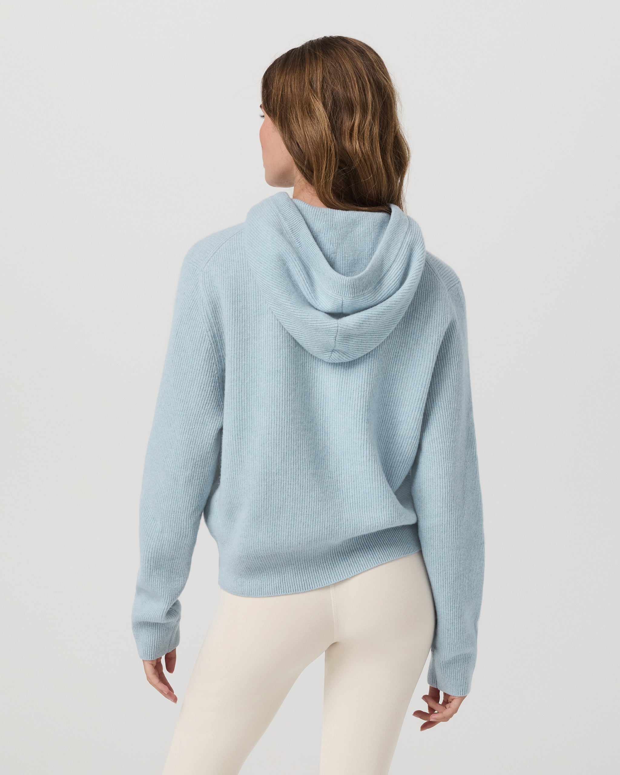 Émilie Full Zip Cashmere Rib Hoodie | Bluebell - Image 3