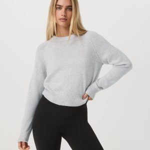 Émilie Cashmere Crew | Pale Grey Heather