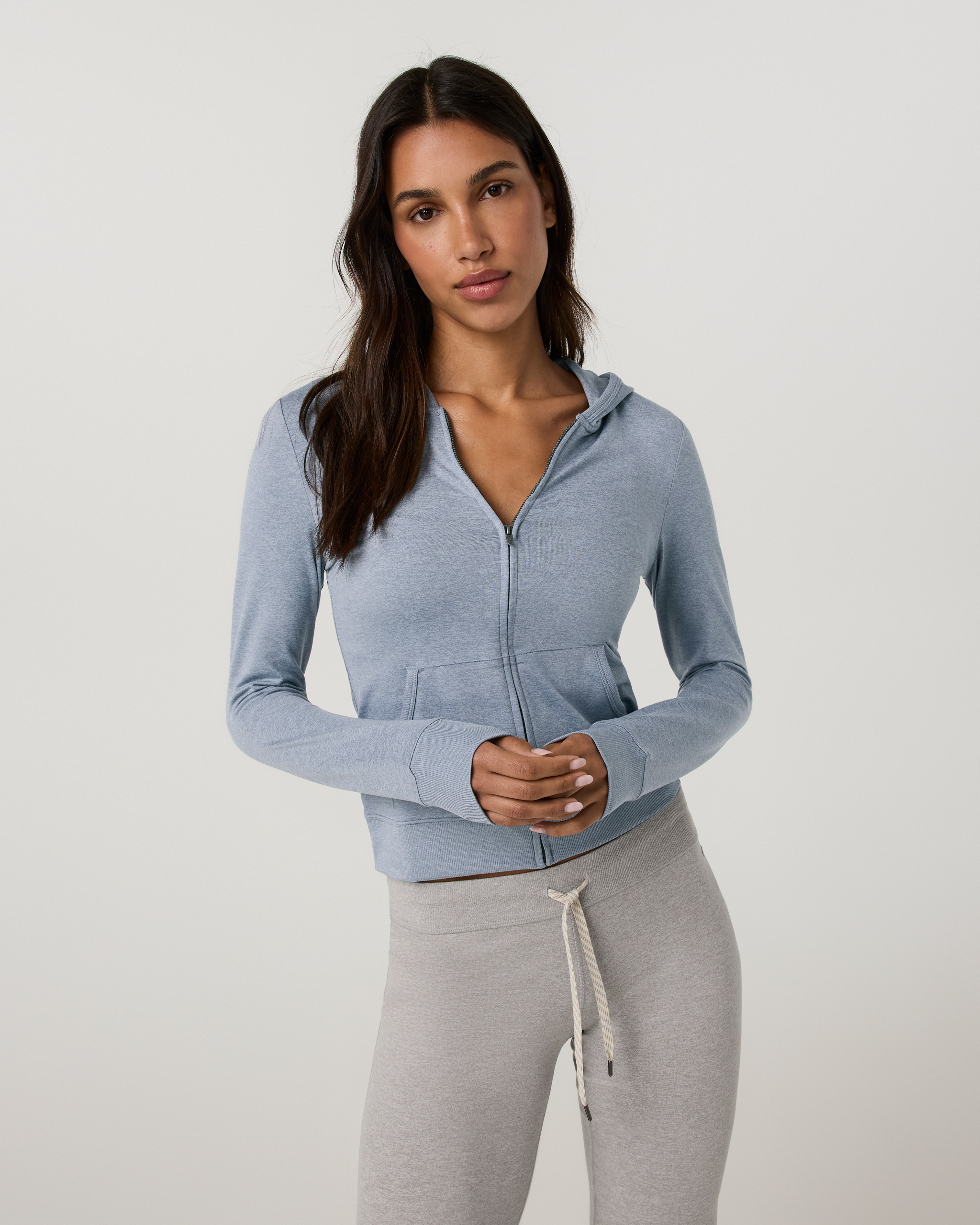 Halo Mini Full Zip Hoodie - Long | Coastal Fog Heather