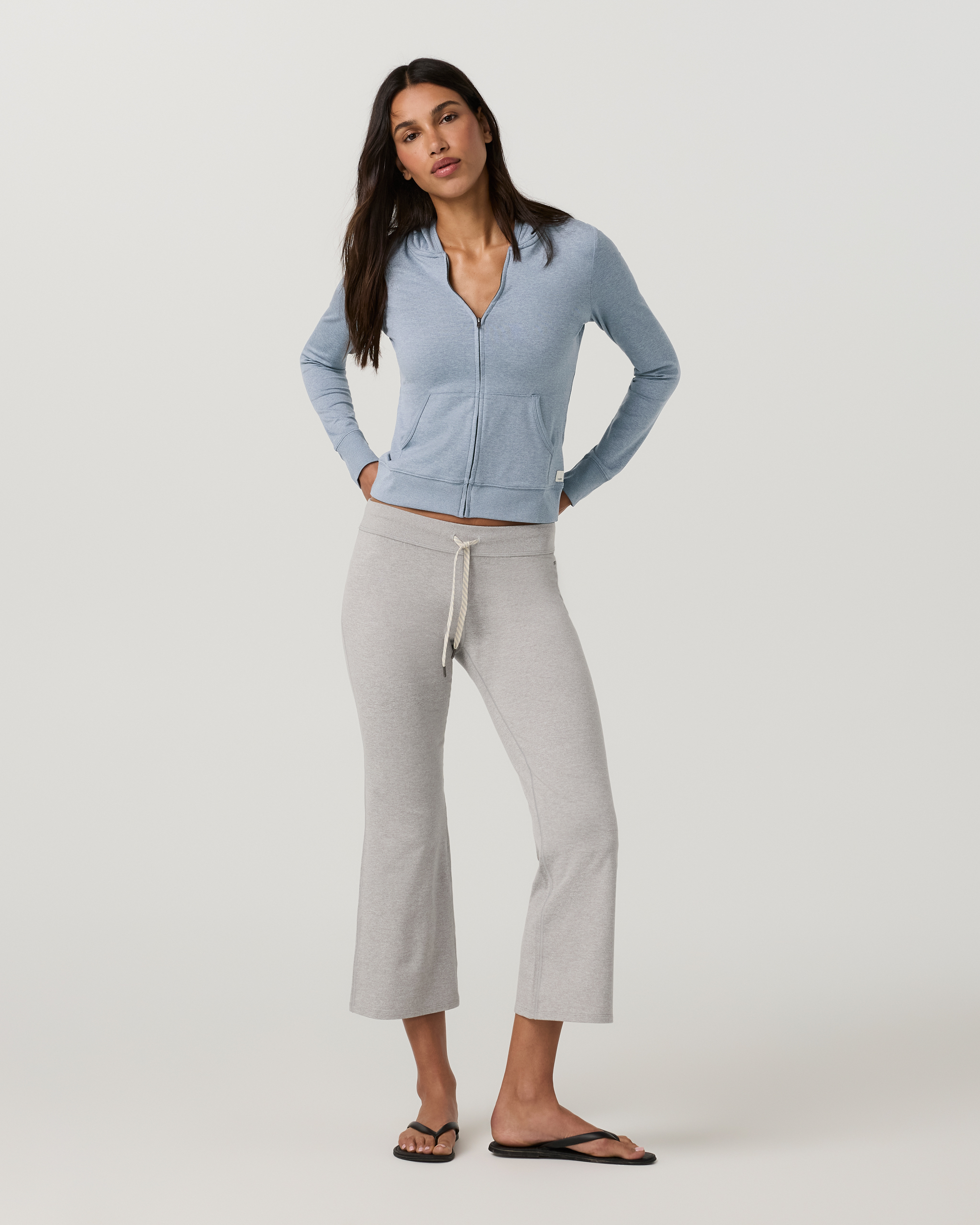Halo Mini Full Zip Hoodie - Long | Coastal Fog Heather - Image 4