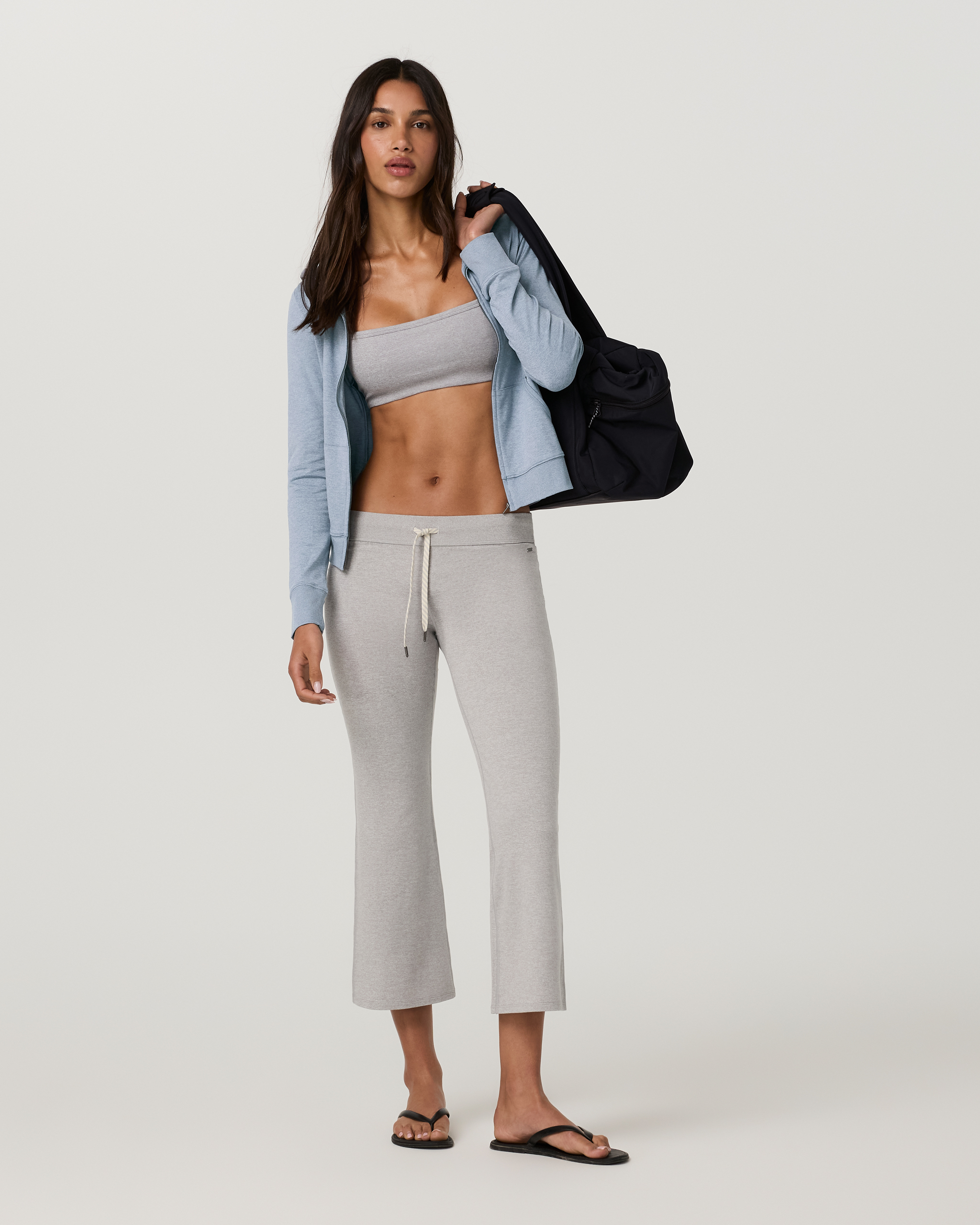 Halo Mini Full Zip Hoodie - Long | Coastal Fog Heather - Image 6