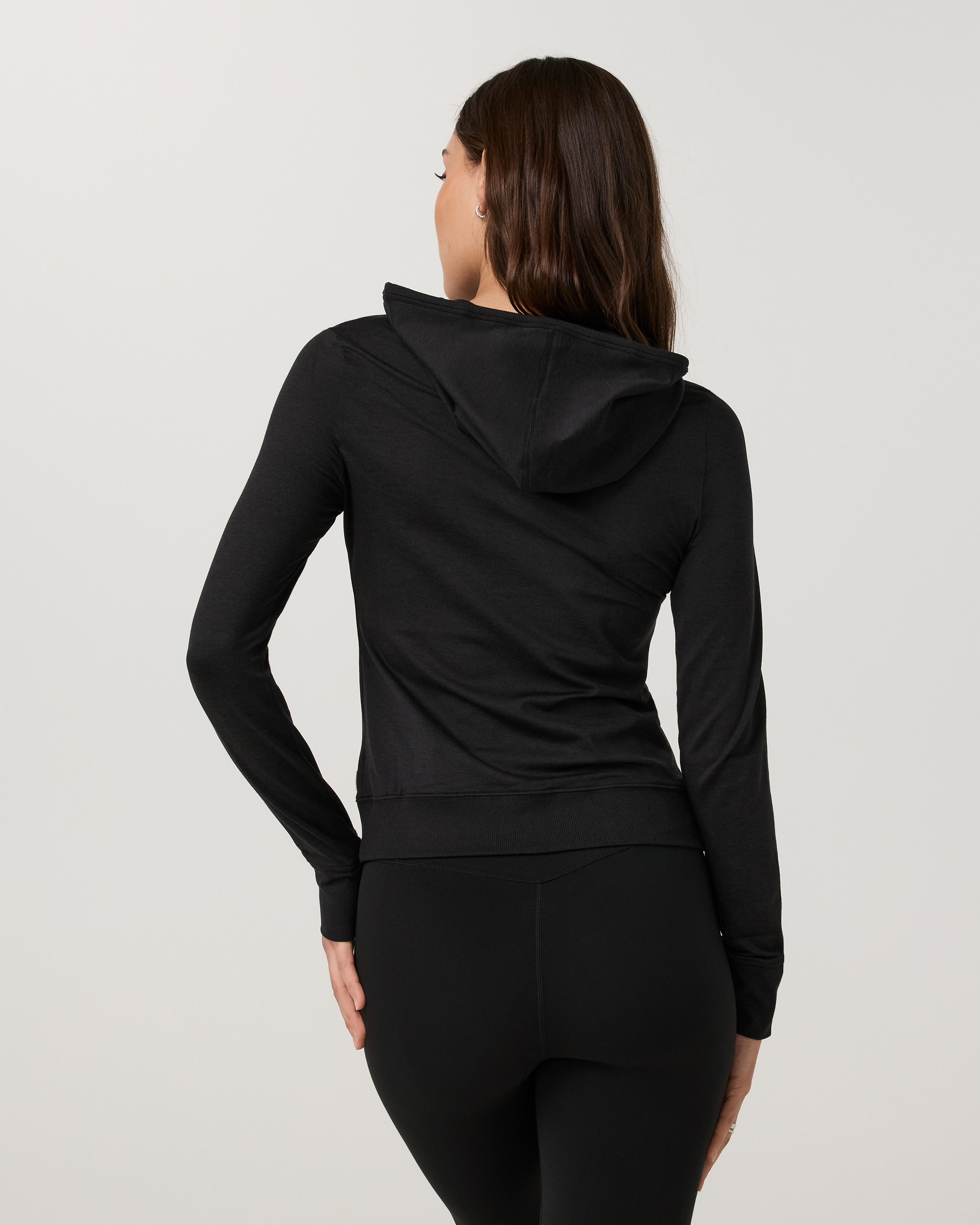 Halo Mini Full Zip Hoodie - Long | Black Heather - Image 3