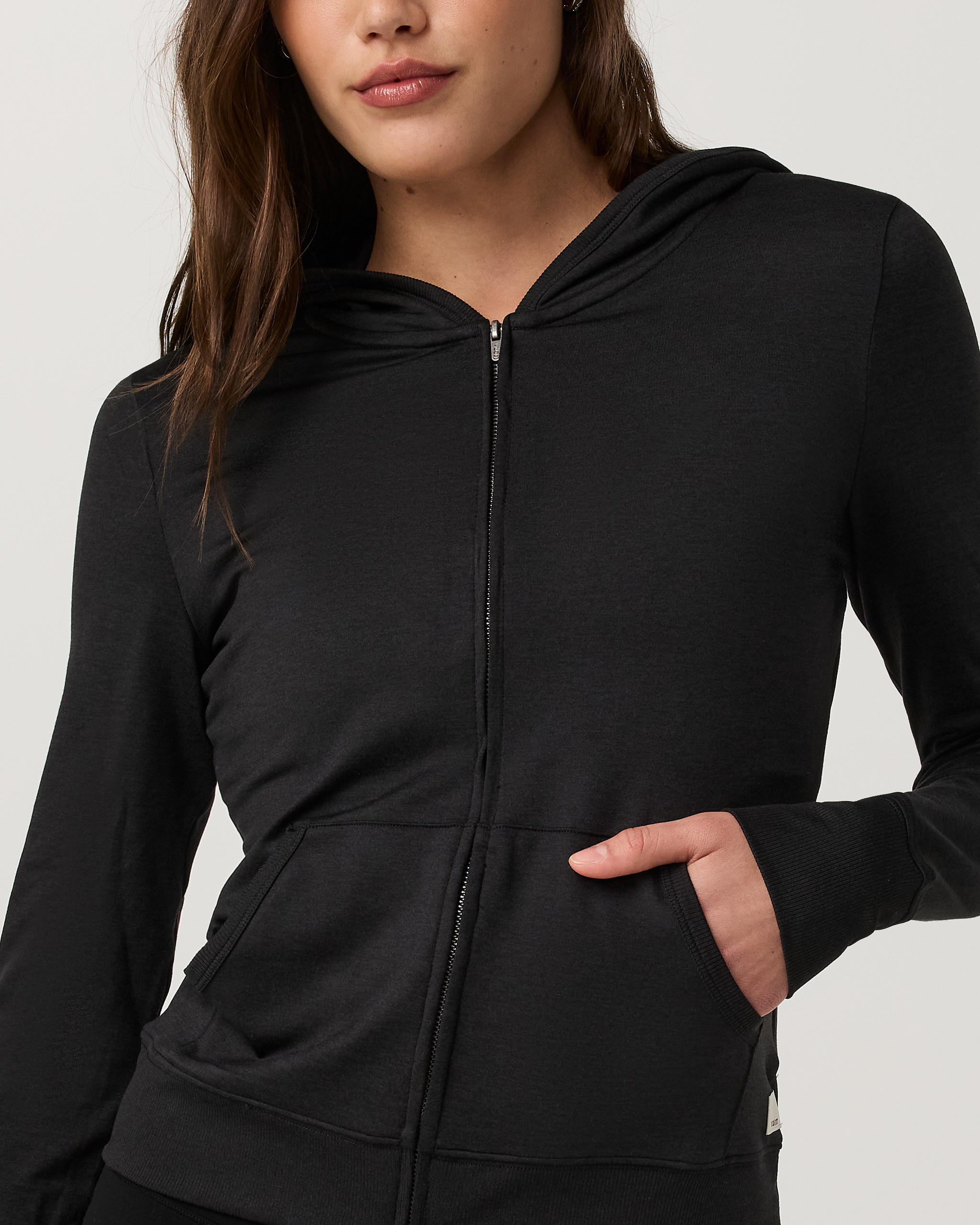 Halo Mini Full Zip Hoodie - Long | Black Heather - Image 2