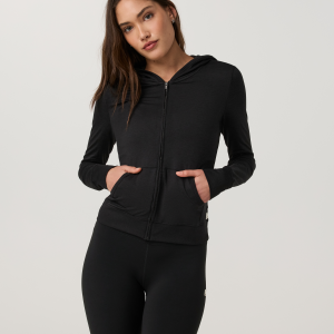 Halo Mini Full Zip Hoodie - Long | Black Heather