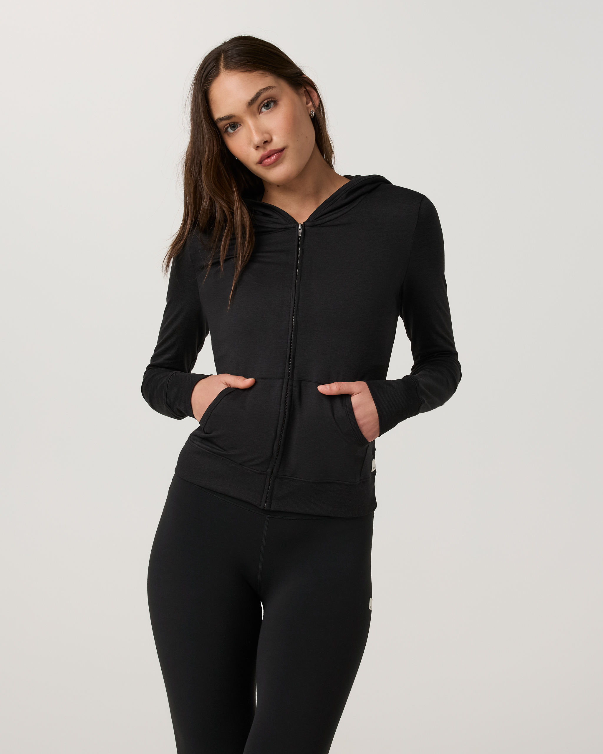 Halo Mini Full Zip Hoodie - Long | Black Heather