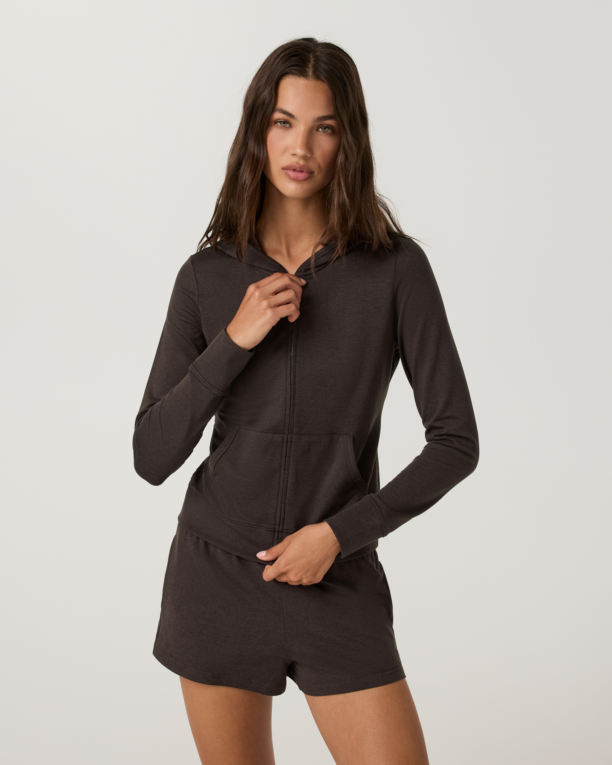 Halo Mini Full Zip Hoodie - Long | Java Heather - Image 5