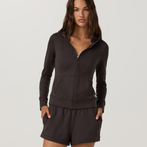 Halo Mini Full Zip Hoodie - Long | Java Heather