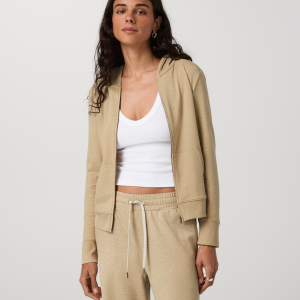 Halo Mini Full Zip Hoodie - Long | Khaki Heather