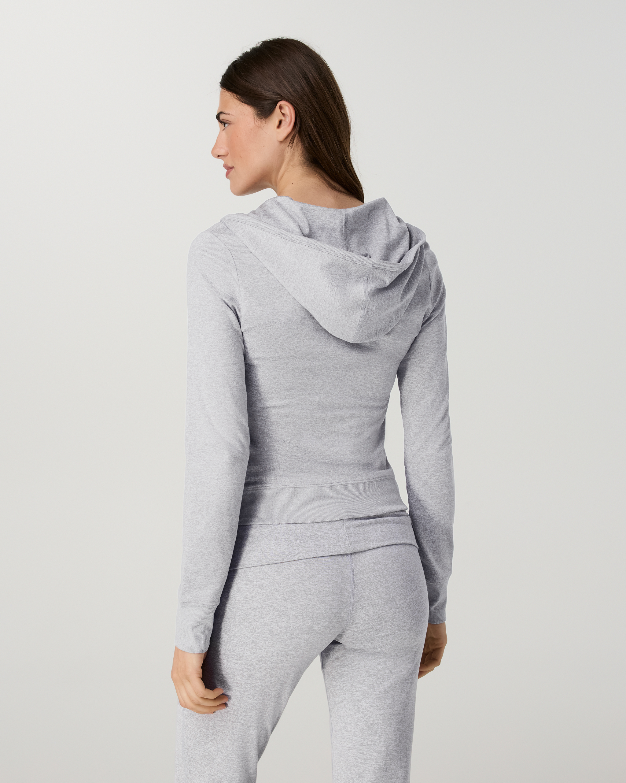 Halo Mini Full Zip Hoodie - Long | Pale Grey Heather - Image 3