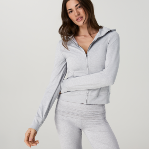 Halo Mini Full Zip Hoodie - Long | Pale Grey Heather
