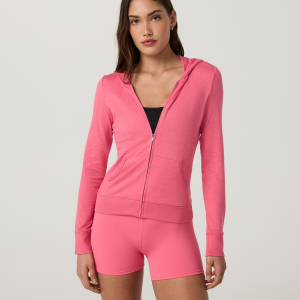 Halo Mini Full Zip Hoodie - Long | Sunset Pink Heather