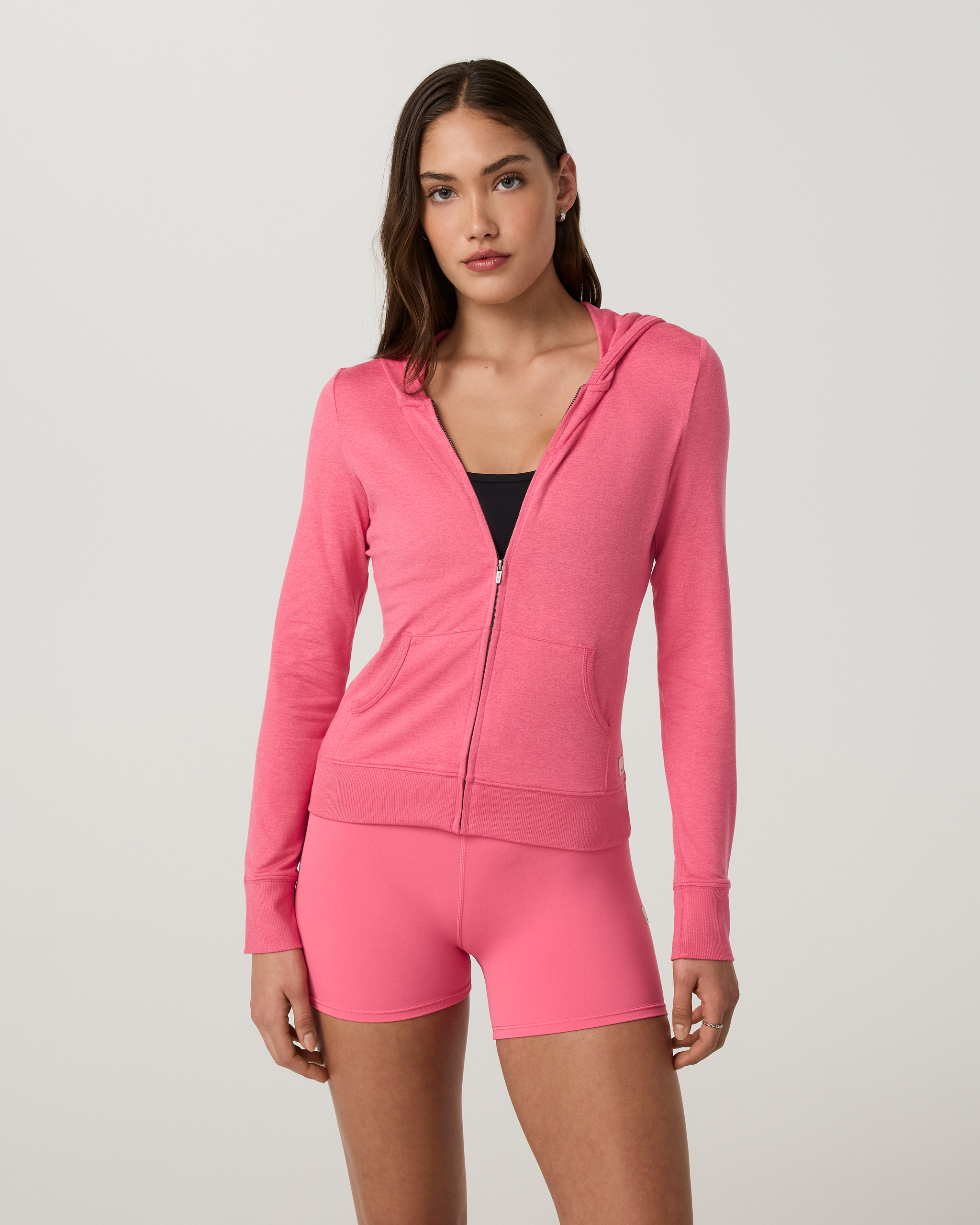 Halo Mini Full Zip Hoodie - Long | Sunset Pink Heather