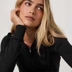 Halo Mini Full Zip Hoodie | Black Heather