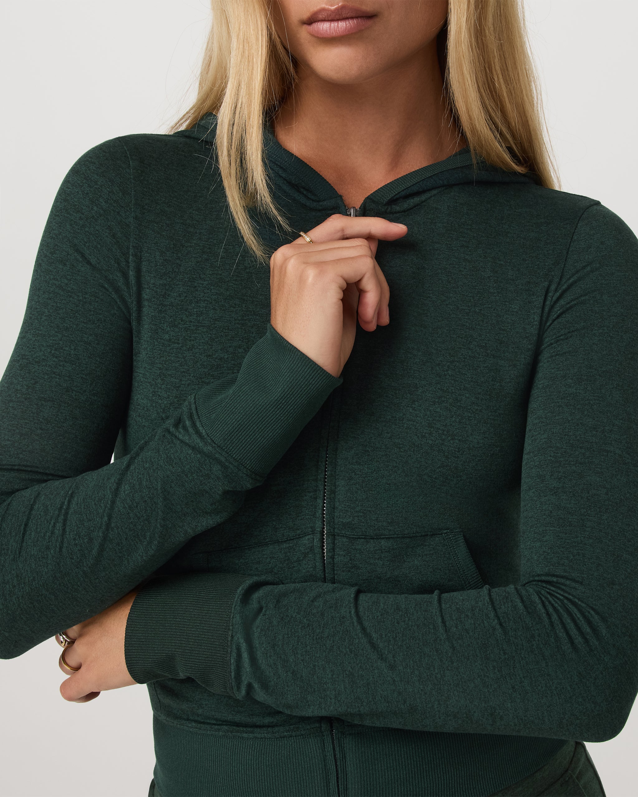 Halo Mini Full Zip Hoodie | Evergreen Heather - Image 5