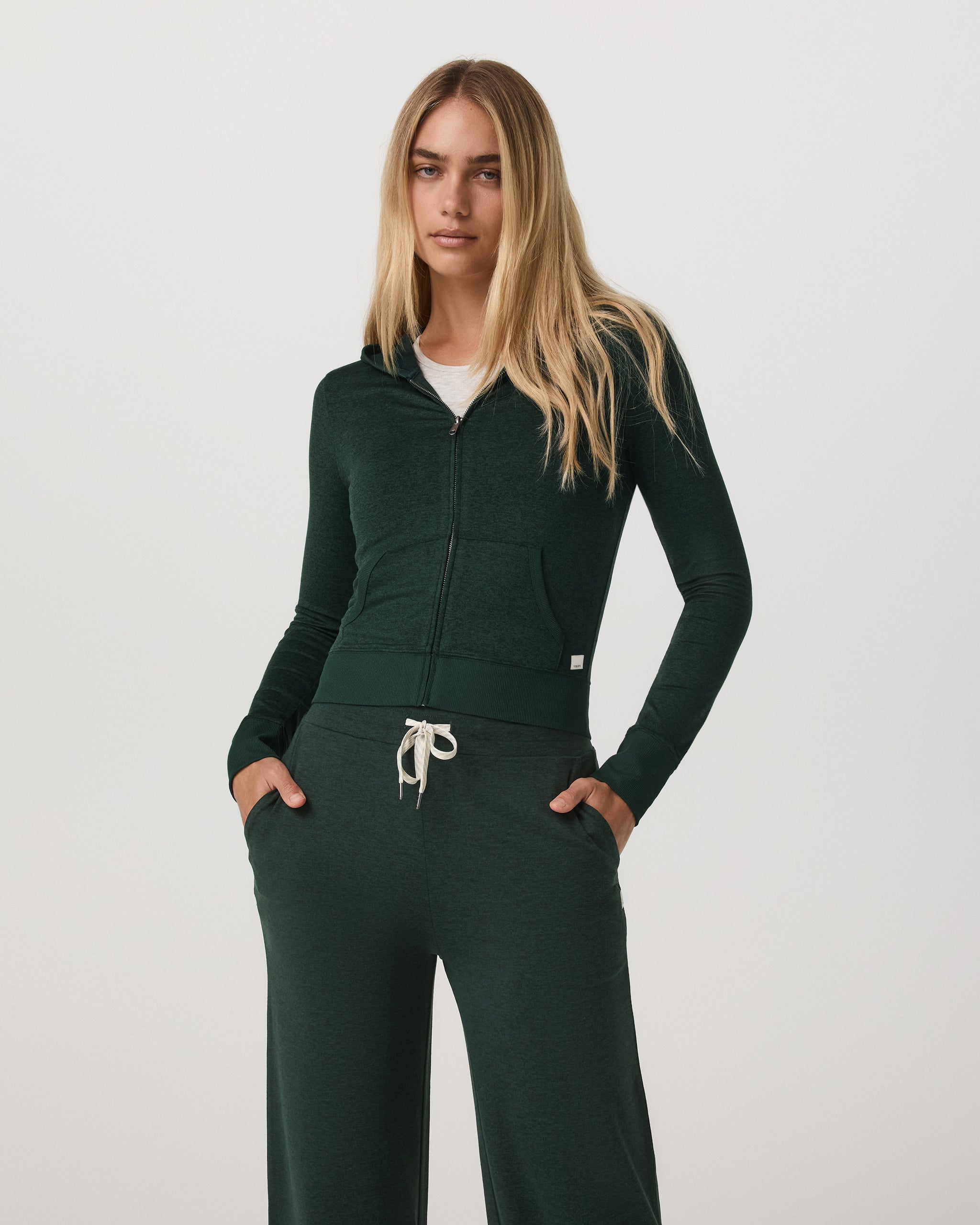 Halo Mini Full Zip Hoodie | Evergreen Heather - Image 2
