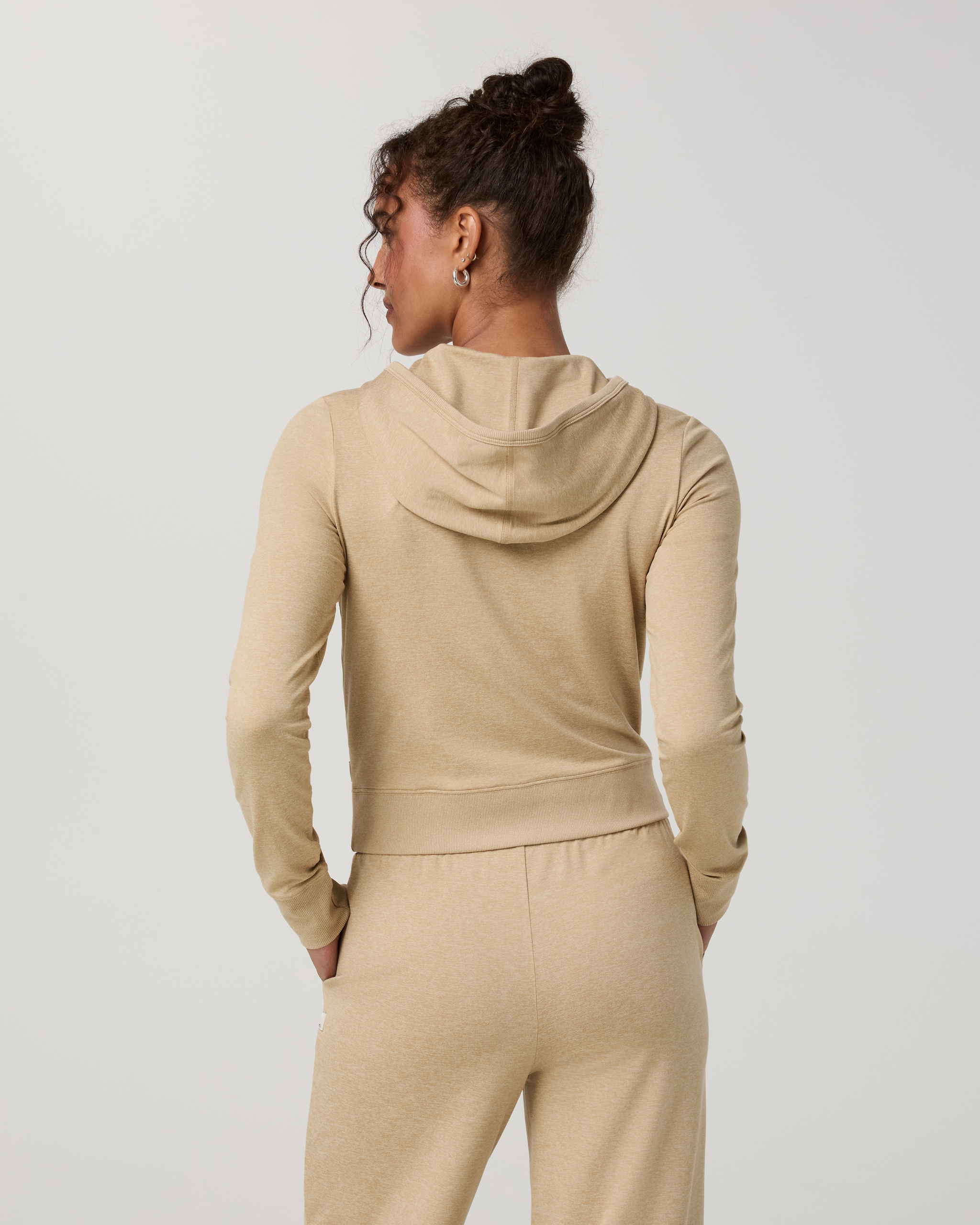 Halo Mini Full Zip Hoodie | Khaki Heather - Image 3