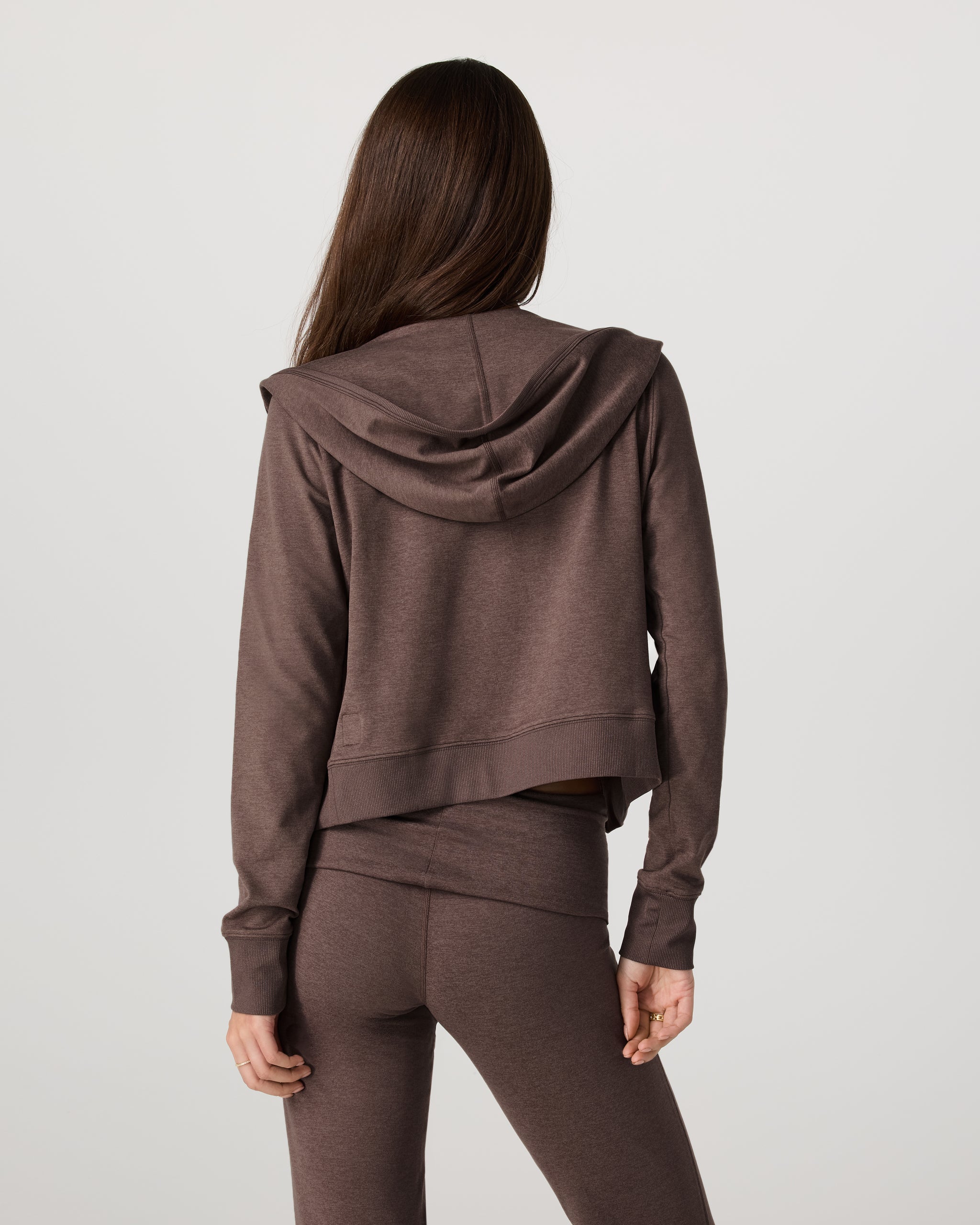 Halo Mini Full Zip Hoodie | Chocolate Milk Heather - Image 3