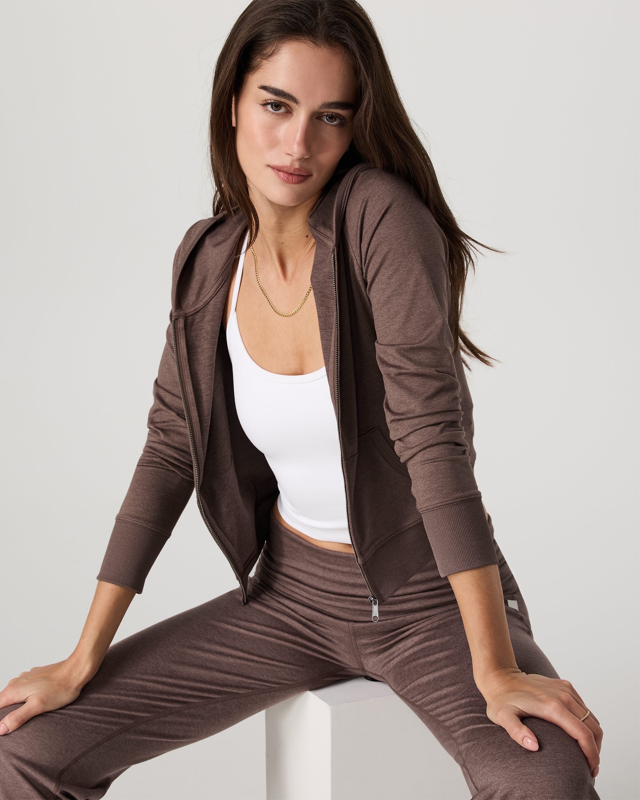 Halo Mini Full Zip Hoodie | Chocolate Milk Heather - Image 5