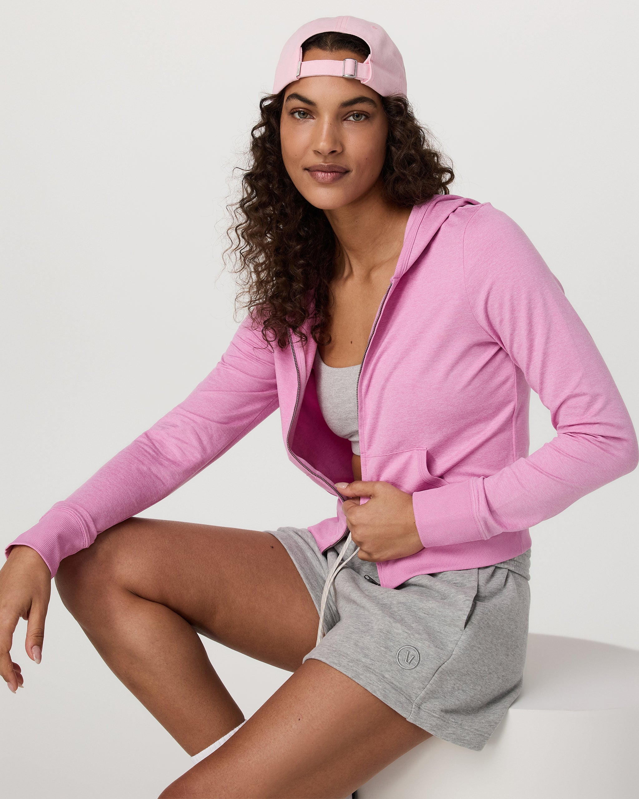 Halo Mini Full Zip Hoodie | Azalea Pink Heather - Image 2