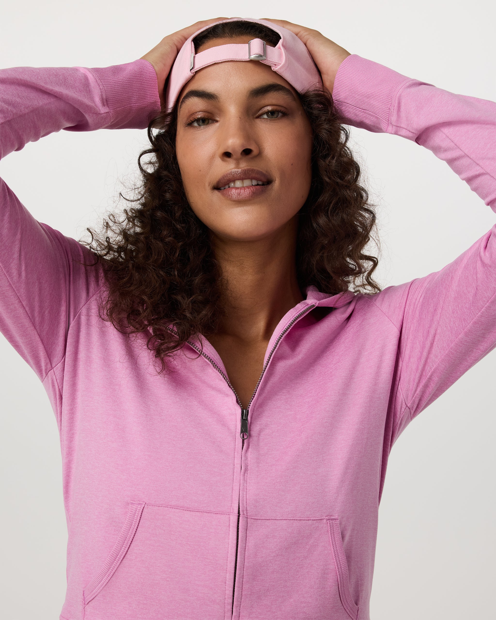 Halo Mini Full Zip Hoodie | Azalea Pink Heather - Image 5