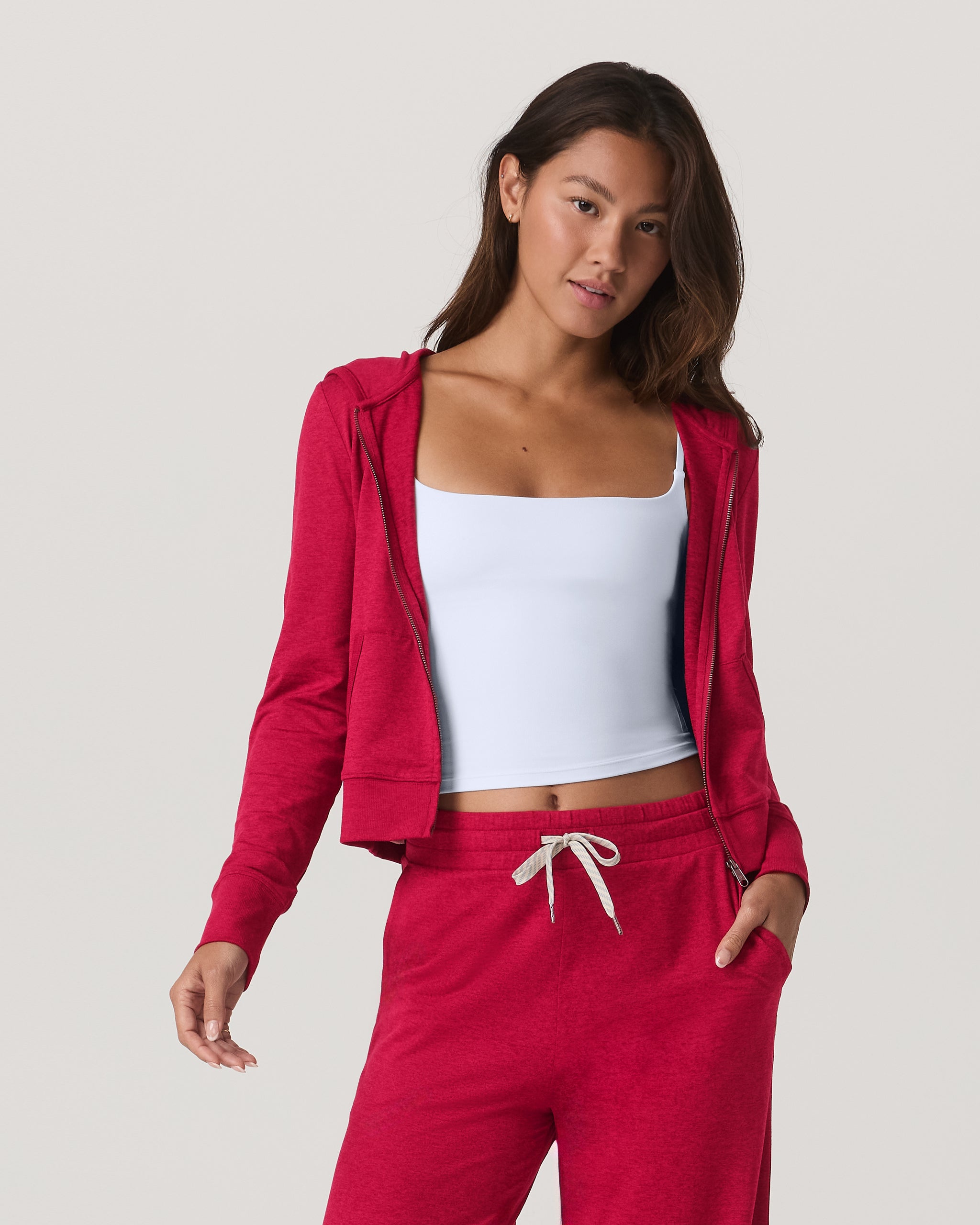 Halo Mini Full Zip Hoodie | Strawberry Heather - Image 2