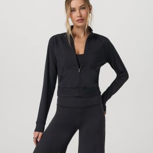 Halo Mini Track Jacket | Solid Black