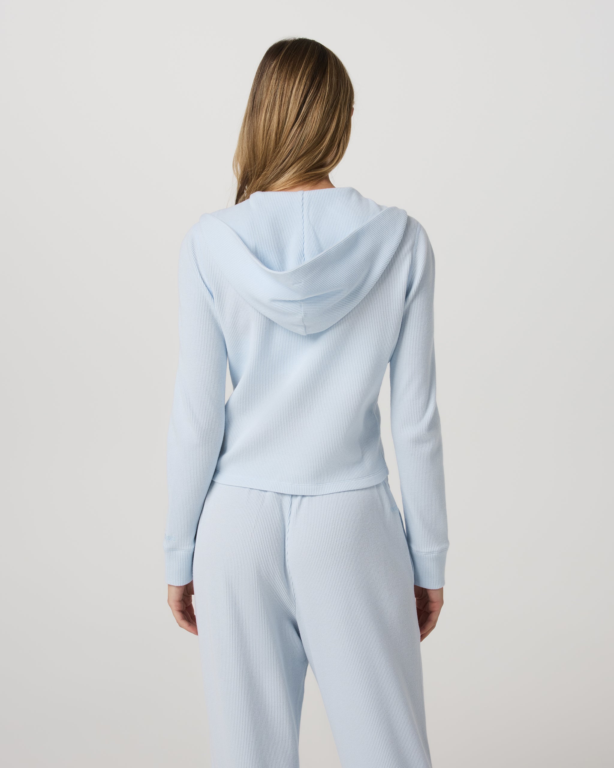 Waffle Full Zip Hoodie | Soft Sky - Image 3