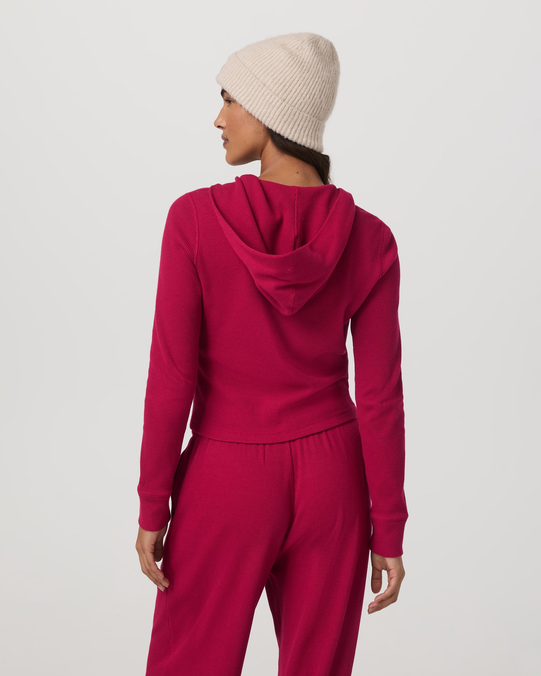 Waffle Full Zip Hoodie | Strawberry - Image 3