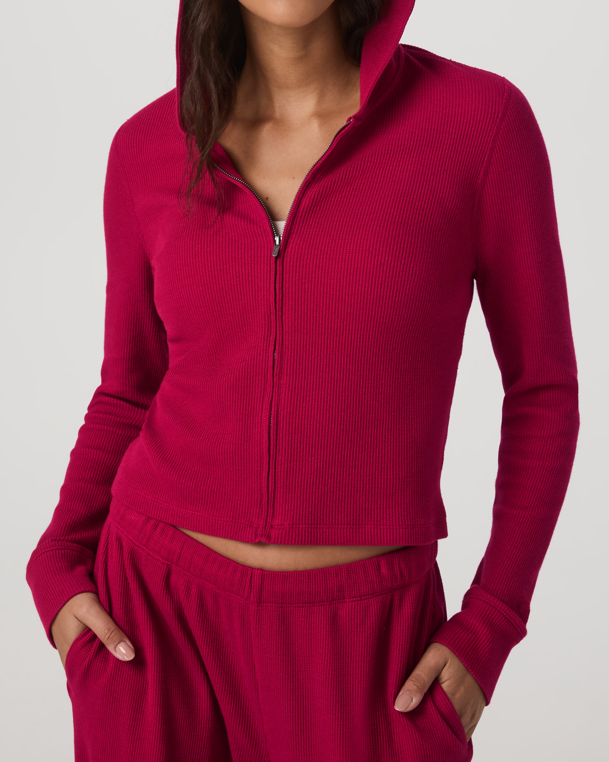 Waffle Full Zip Hoodie | Strawberry - Image 5