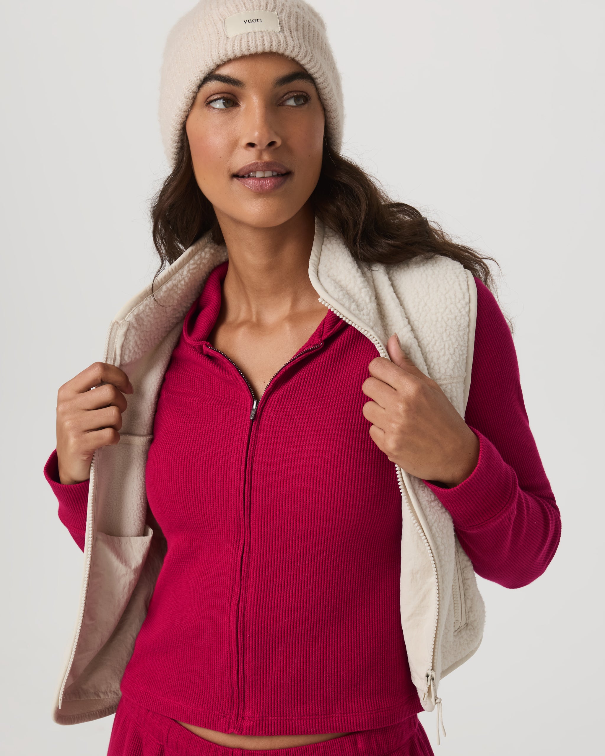 Waffle Full Zip Hoodie | Strawberry - Image 4