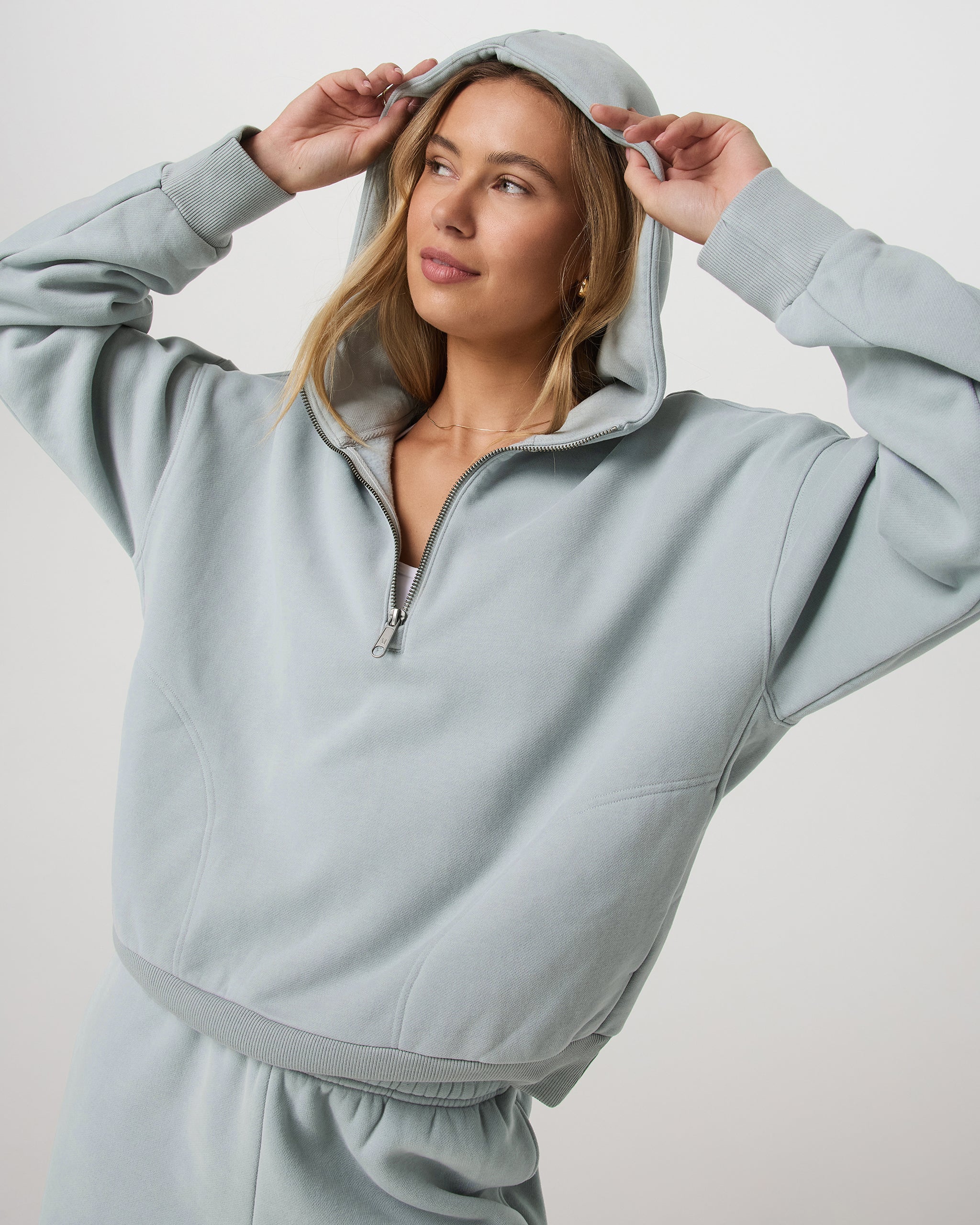 Restore Relaxed Half Zip Hoodie | Blue Haze