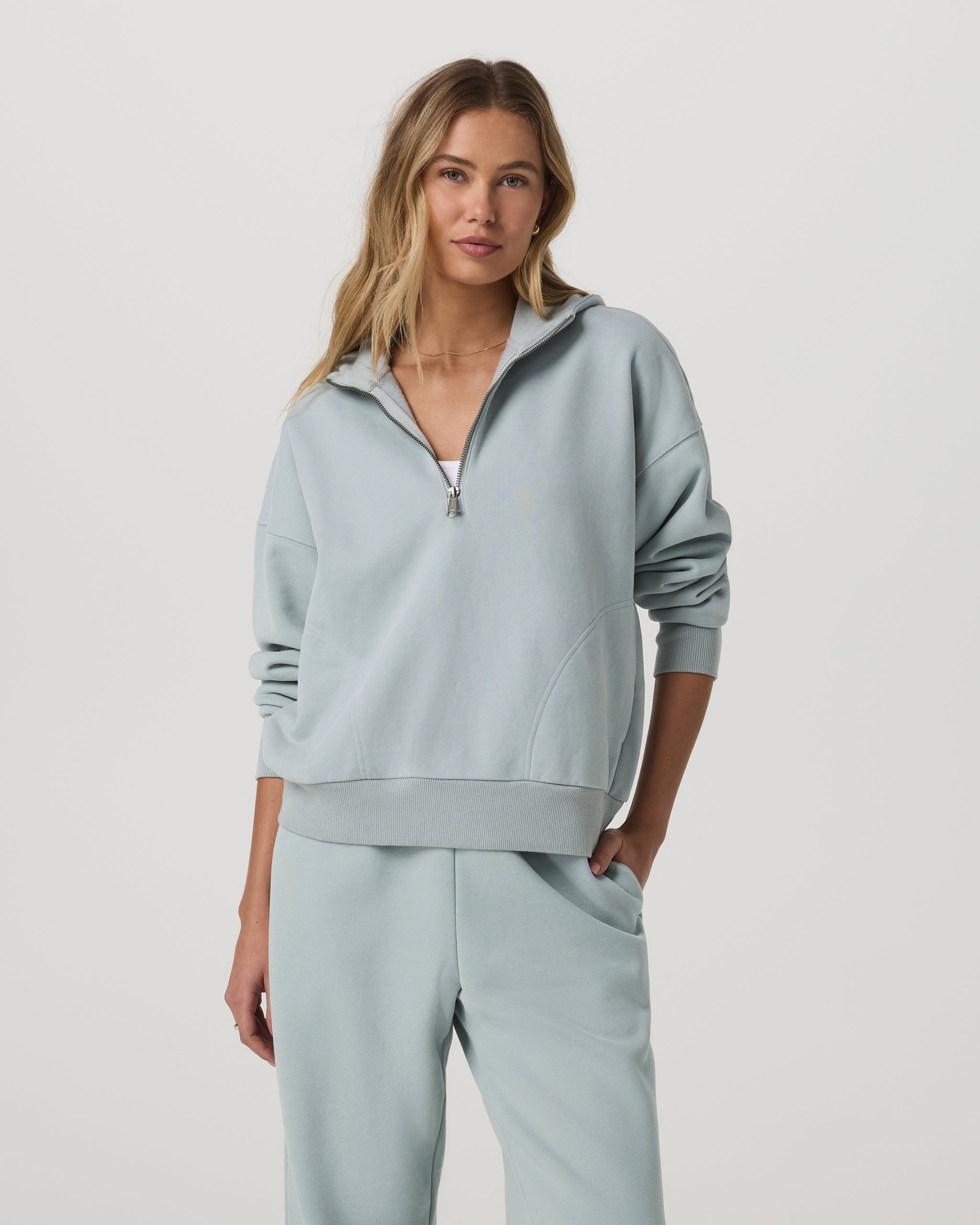 Restore Relaxed Half Zip Hoodie | Blue Haze - Image 4