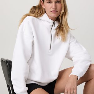 Restore Relaxed Half Zip Hoodie | White