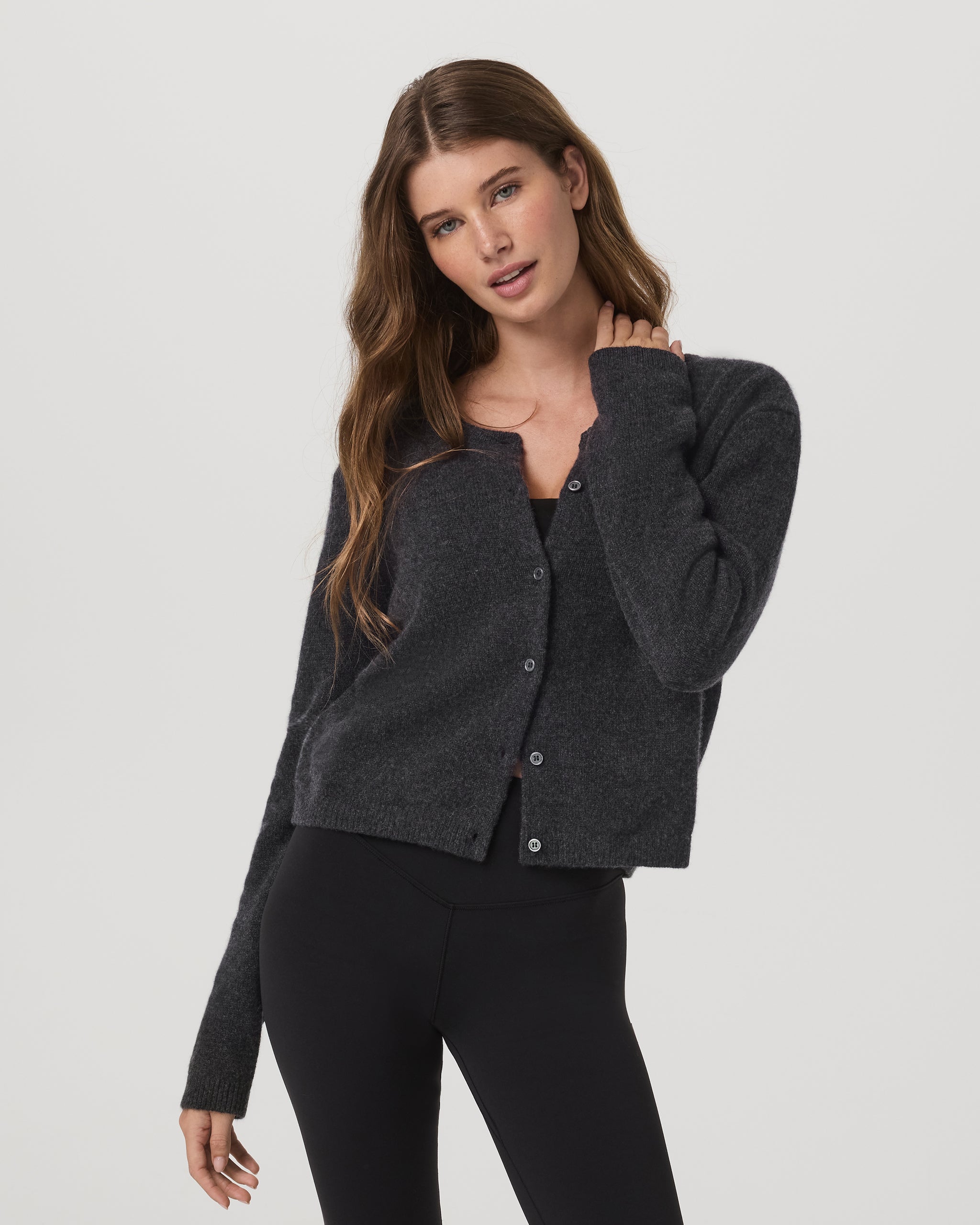 Émilie Cashmere Cardi | Charcoal Heather