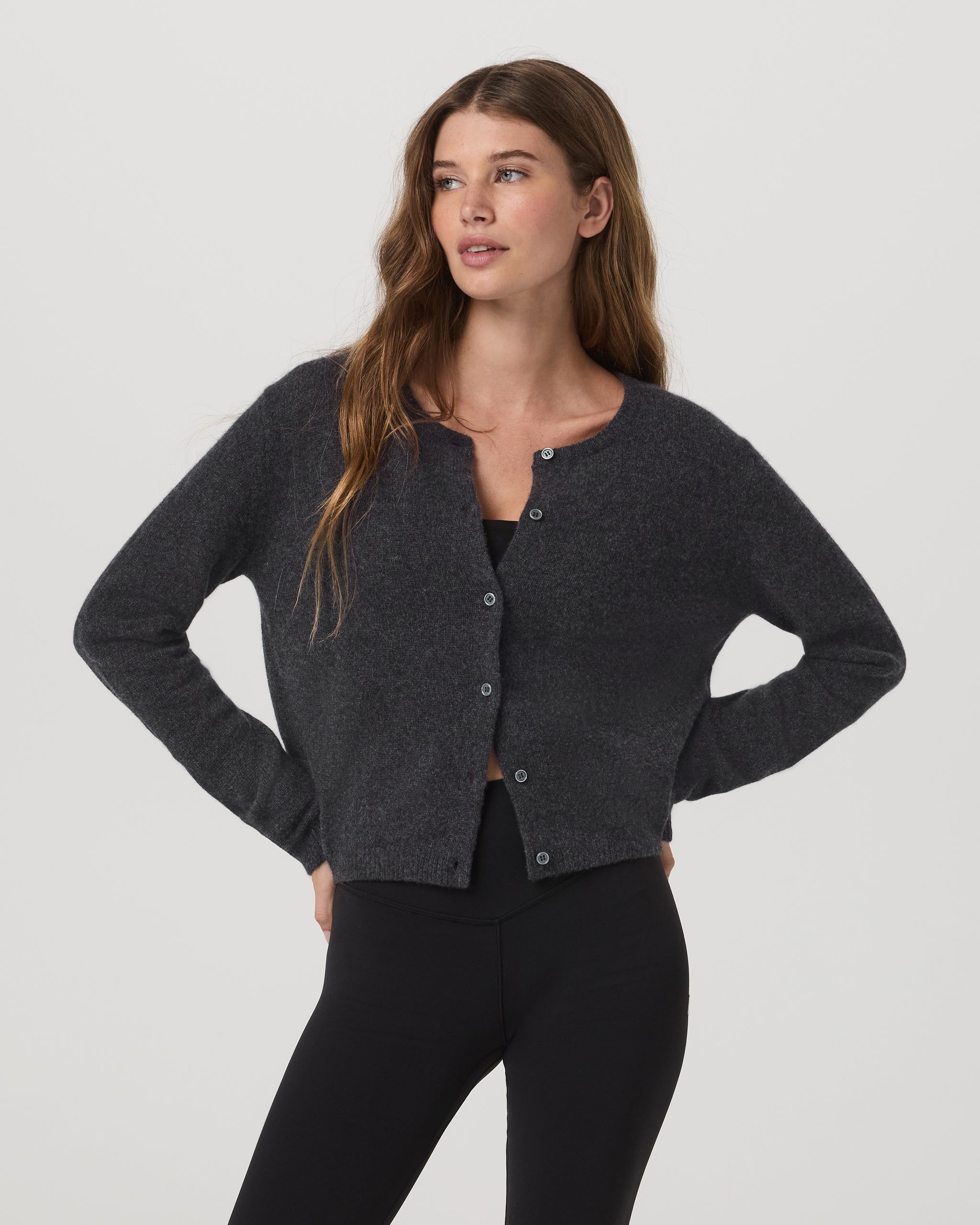 Émilie Cashmere Cardi | Charcoal Heather - Image 4