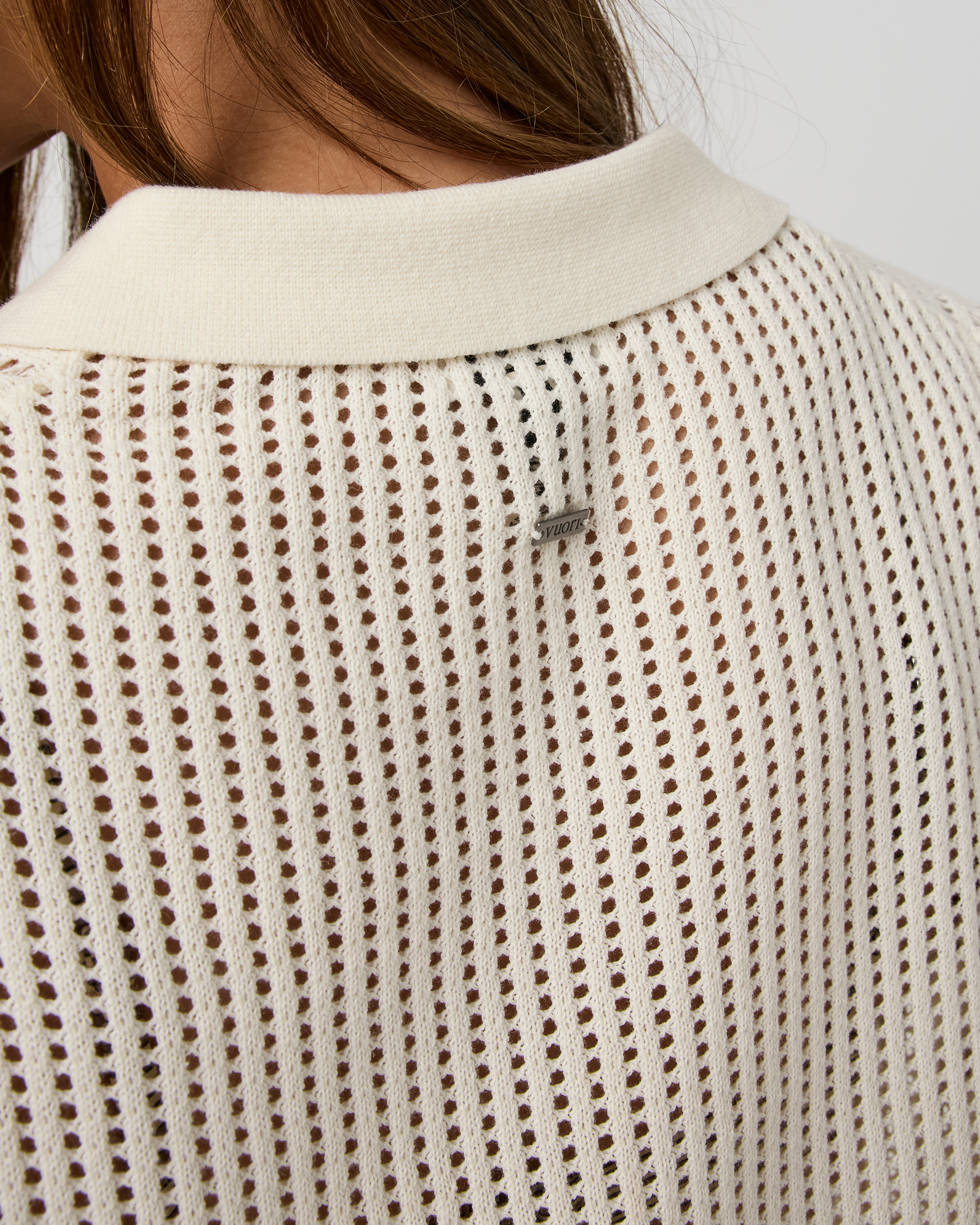 Short Sleeve Knitted Mesh Polo | Natural - Image 5