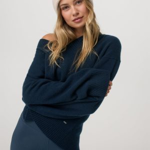Émilie Cashmere Oversized V-Neck | Ocean Blue