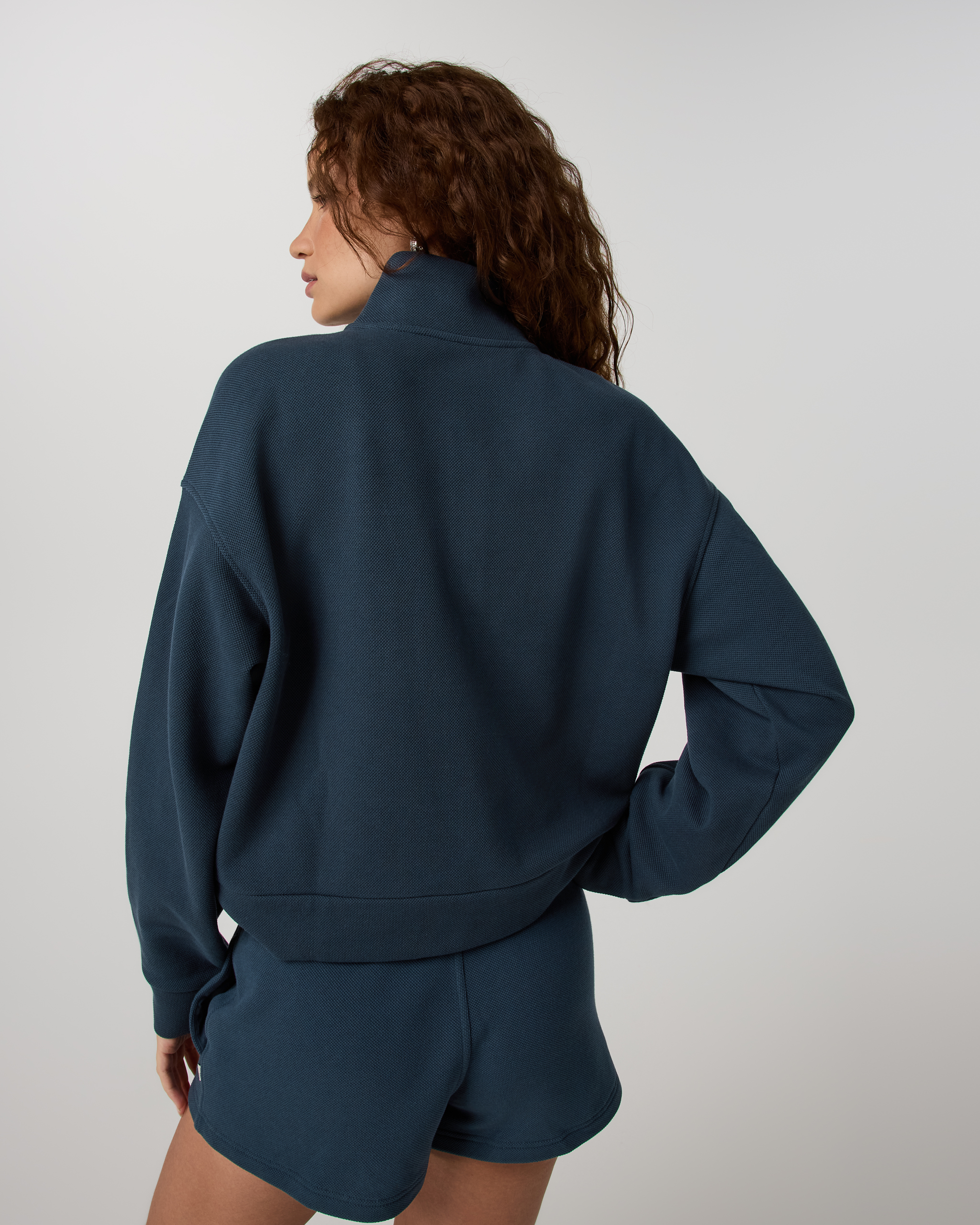 Pique Fleece Half Zip | Ocean Blue - Image 3
