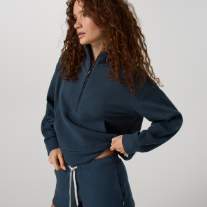 Pique Fleece Half Zip | Ocean Blue